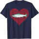 Chinook Salmon Valentines Day Fish Love Fingerprint T-Shirt - T-Shirt | Navy