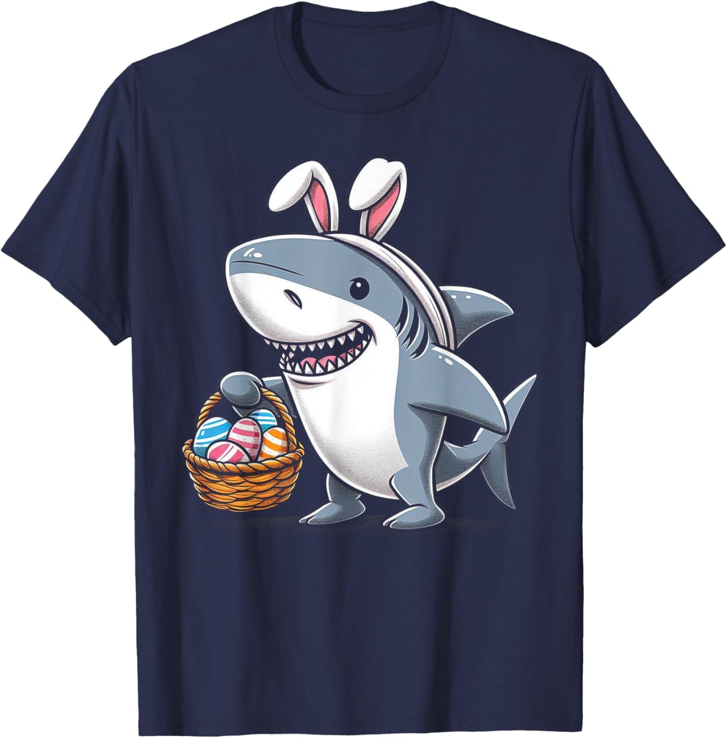 Shark Bunny Easter Egg Easter Day Shark Lover T-Shirt - T-Shirt | Navy
