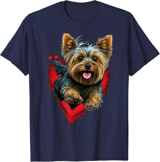 Cute Yorkshire Terrier Dog on Yorkshire Terrier Lover T-Shirt - T-Shirt | Navy