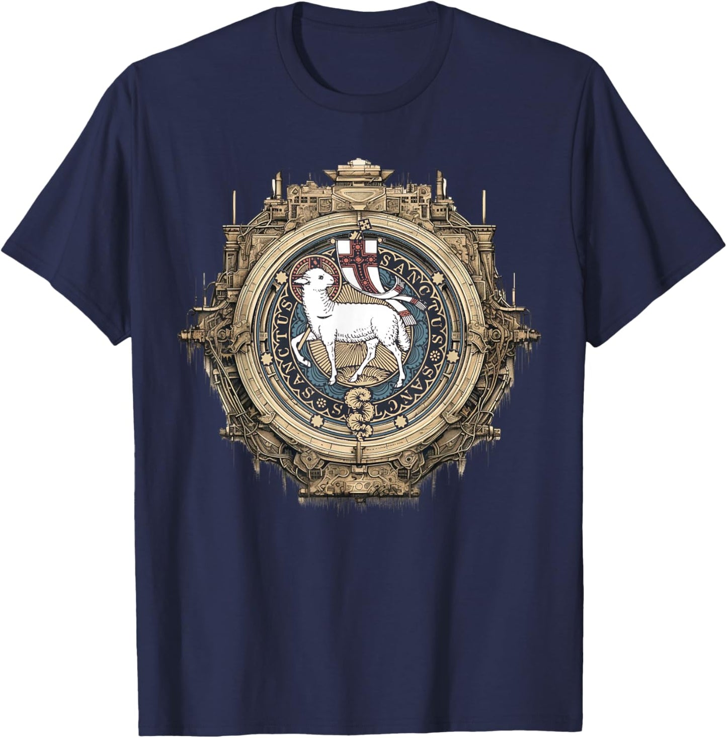 Agnus Dei Sanctus Traditional Latin Mass Catholic T-Shirt - T-Shirt | Navy
