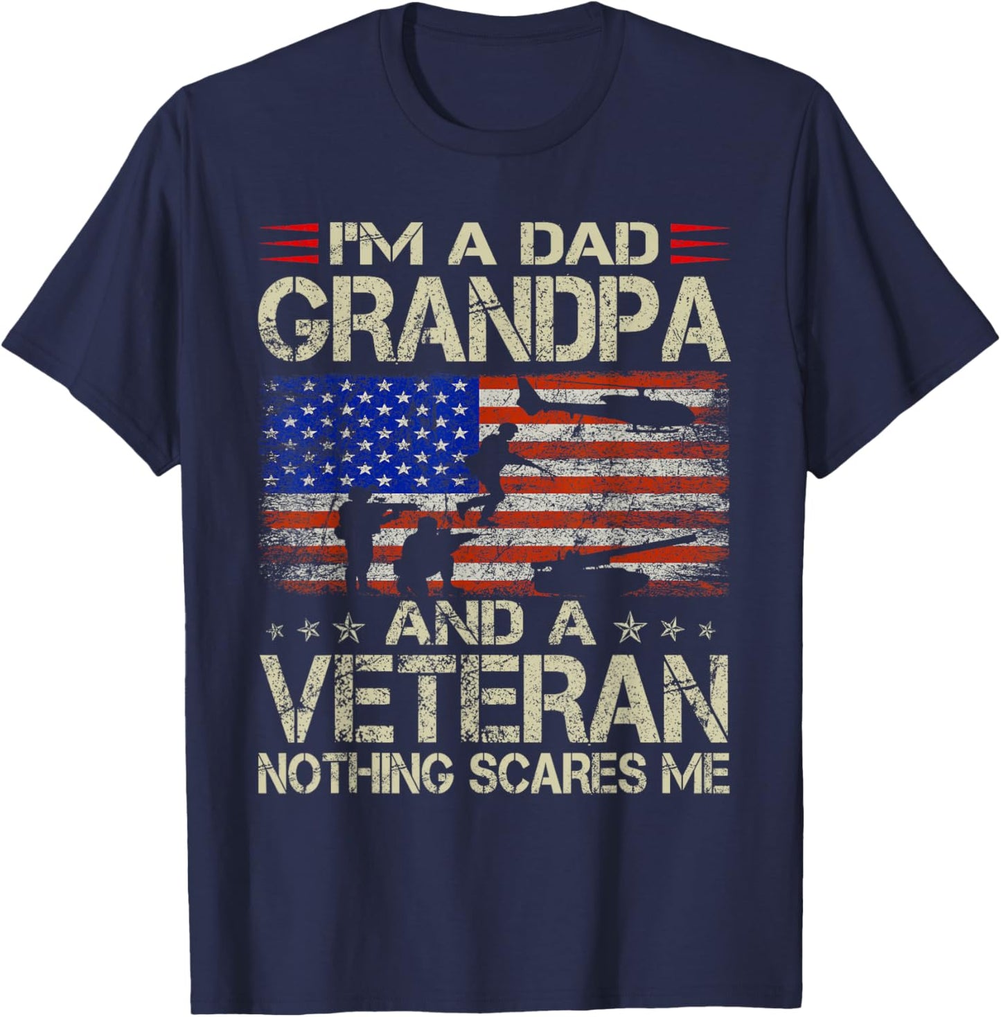 I'm A Dad Grandpa and Veteran Funny Retro Papa Grandpa Gifts T-Shirt - T-Shirt | Navy