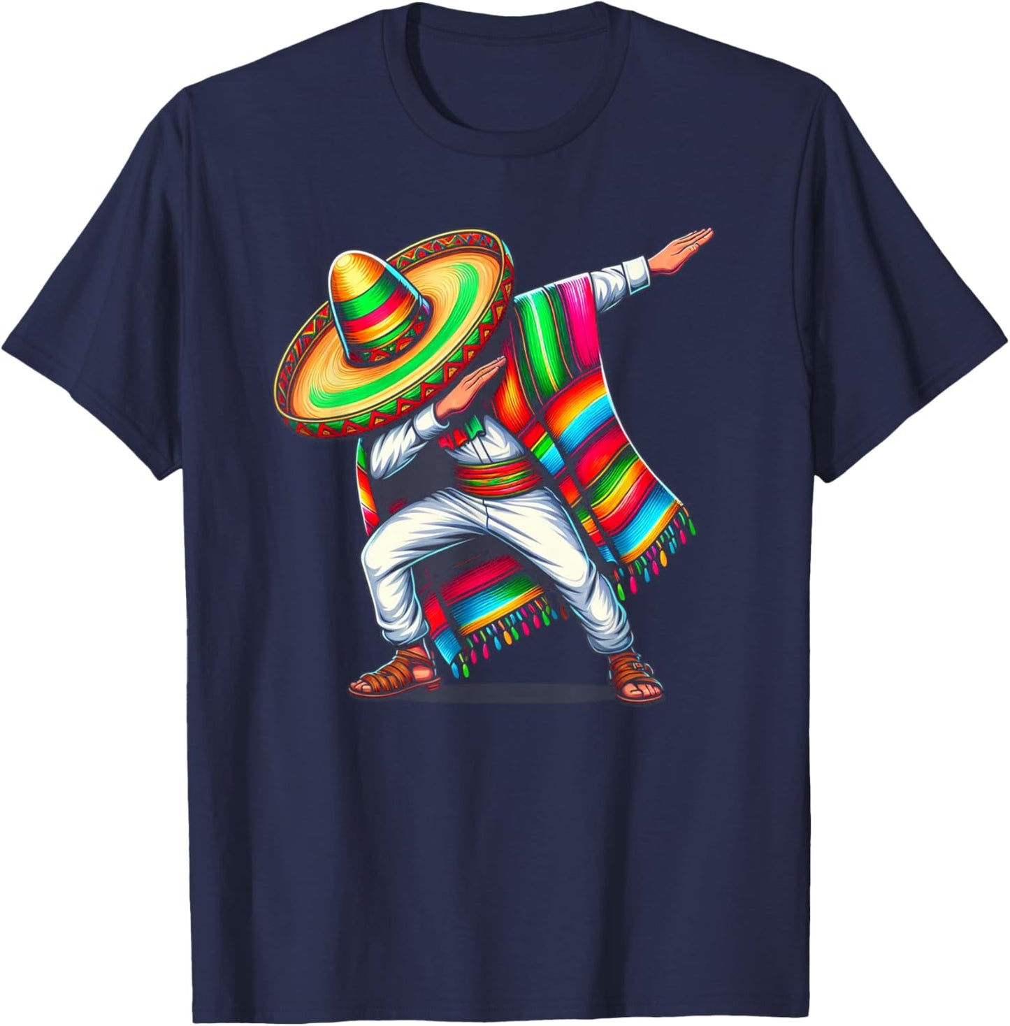 Dabbing Poncho Cinco de Mayo Mexican Sombrero Festival T-Shirt - T-Shirt | Navy