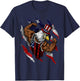 American Flag Muscular Bald Eagle Bike Flexing Uncle Sam Kids Men T-Shirt - T-Shirt | Navy