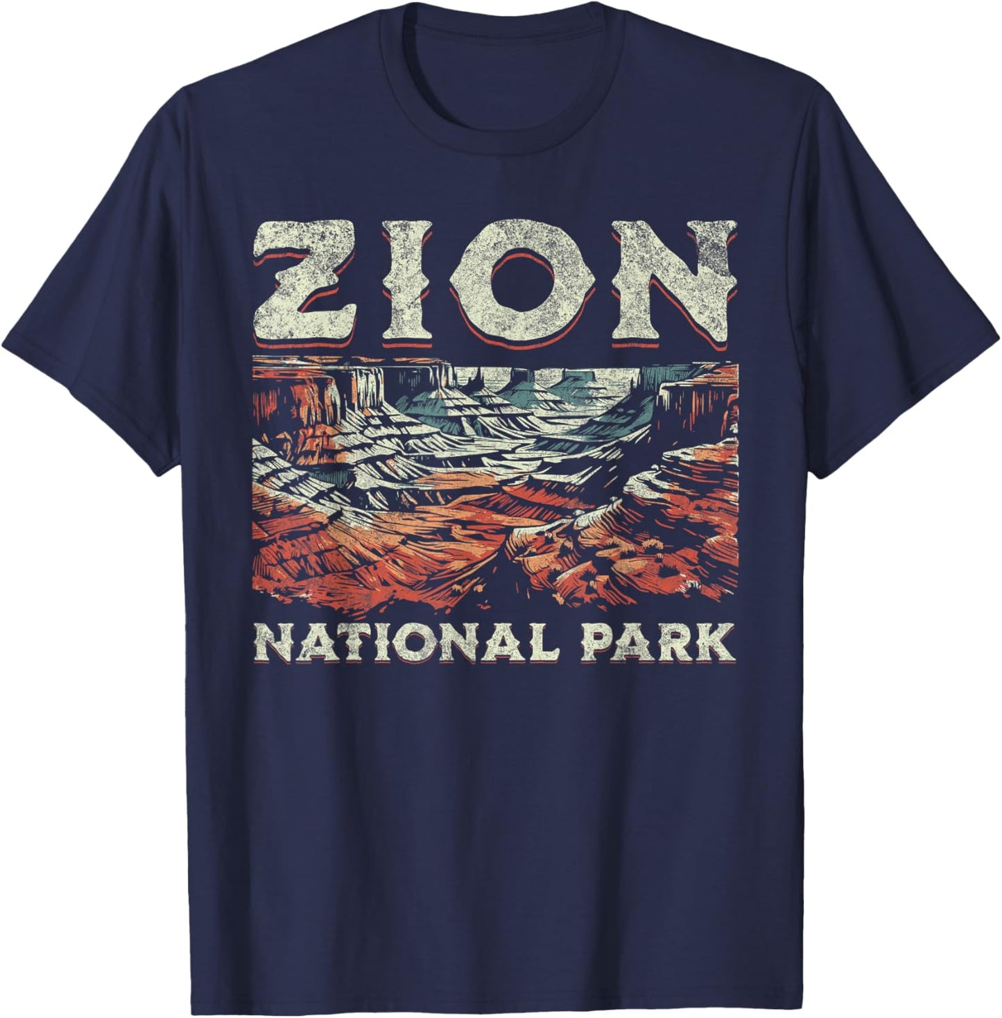 Zion National Park , Small, Grey T-Shirt - T-Shirt | Navy