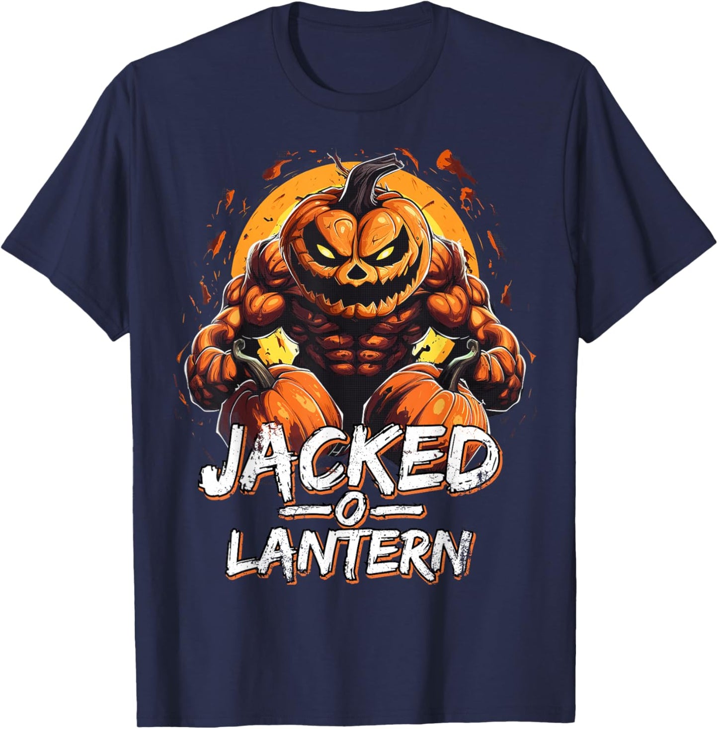Funny Halloween Jacked O Lantern Costume Party Gym Men T-Shirt - T-Shirt | Navy
