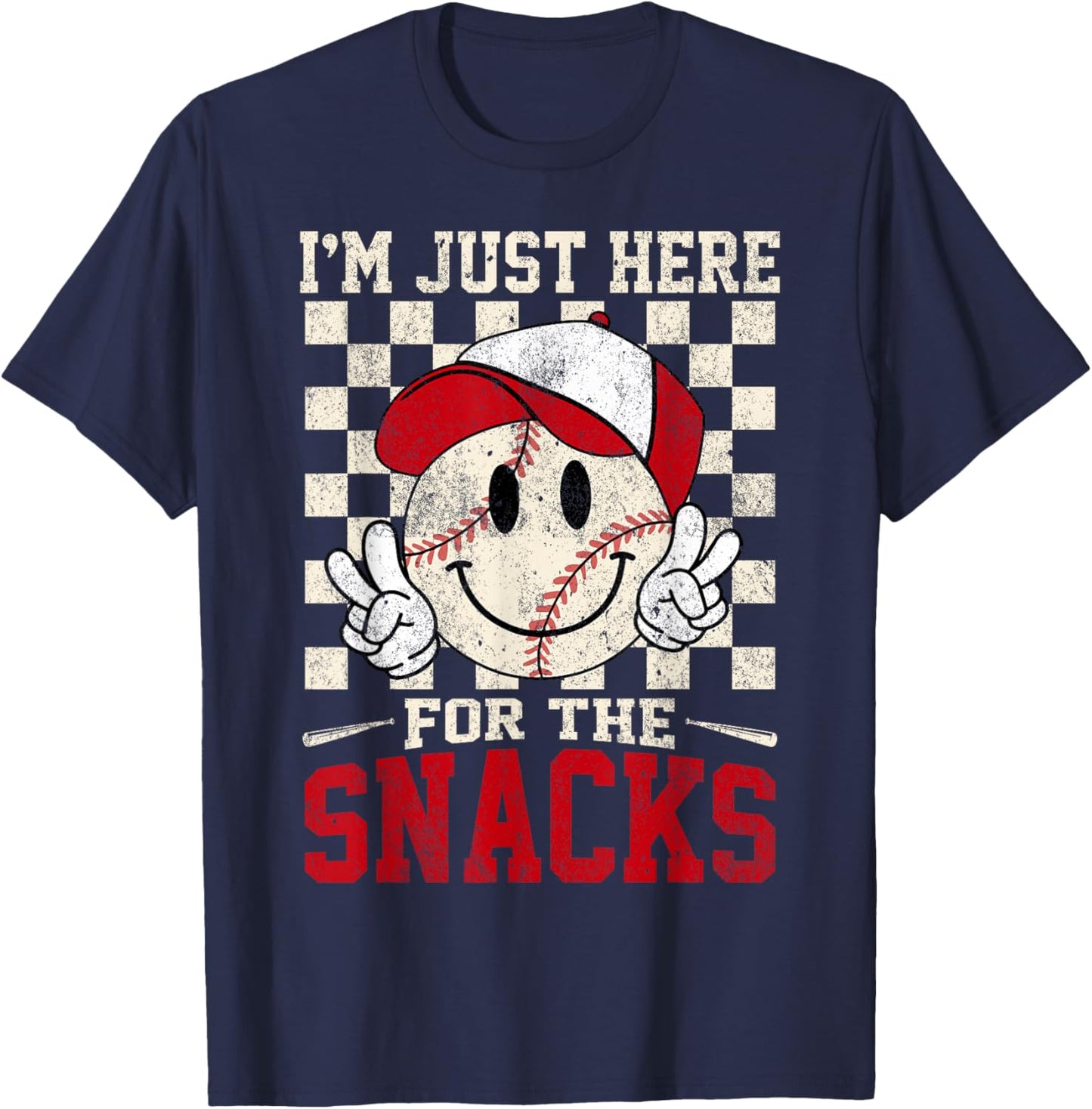 Funny Baseball Lover I'm Just Here for The Snacks Toddler T-Shirt - T-Shirt | Navy