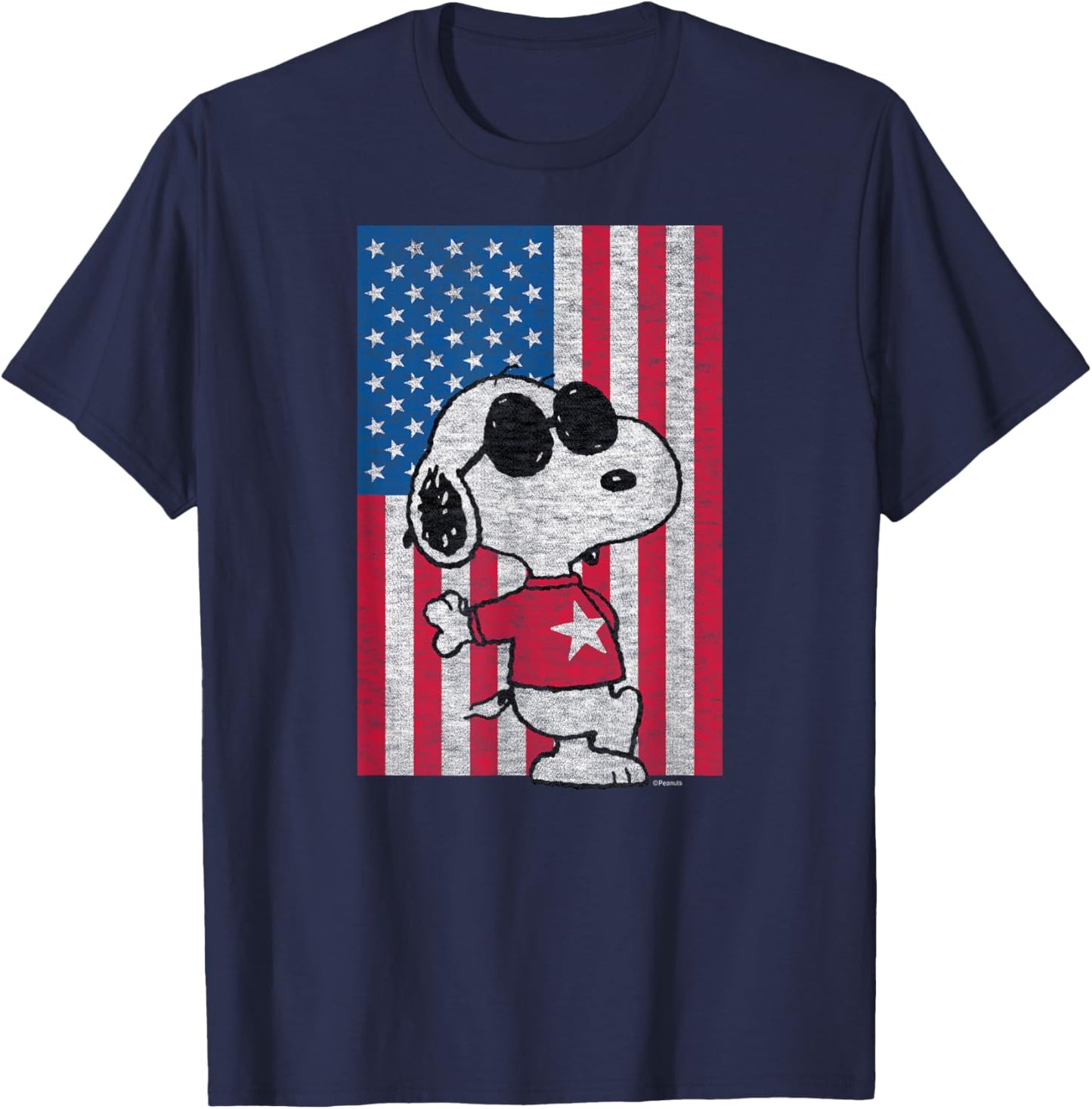 Peanuts - Joe Cool Flag T-Shirt - T-Shirt | Navy