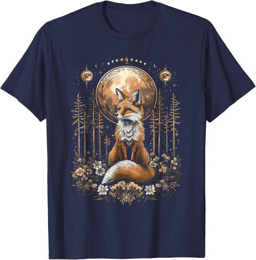 Mystic Moon and Moonphase Fox Mystical Flowers Aesthetic