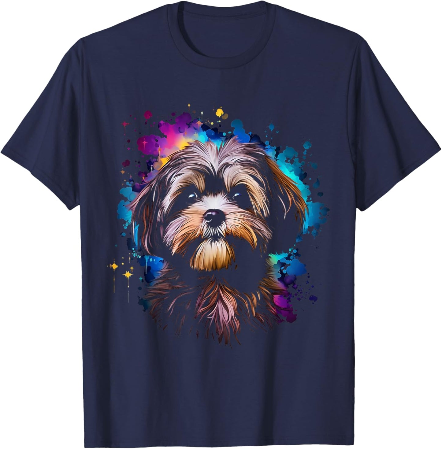 Shih Tzu Graphic Pet Illustration Dog Shih Tzu T-Shirt - T-Shirt | Navy