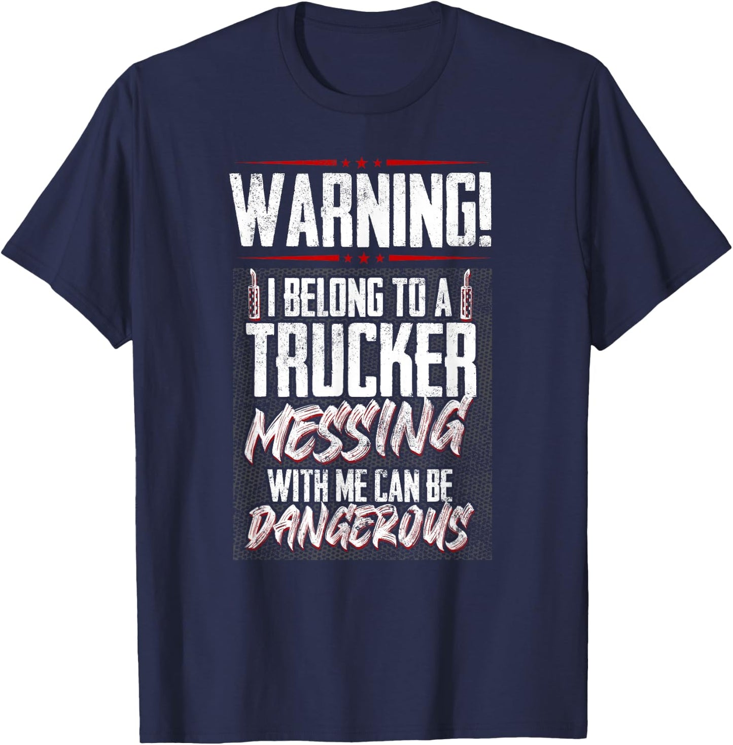 Truck Driver I Love My Trucker Wife Girlfriend Girl T-Shirt - T-Shirt | Navy