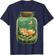 Magical Kitsune Nine-Tailed Fox Kawaii Terrarium Art T-Shirt - T-Shirt | Navy