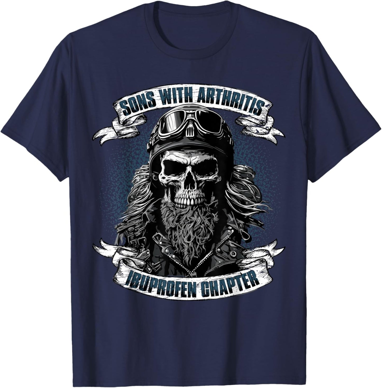 Funny Apparel for older Bikers Sons with Arthritis Ibuprofen Chapter Black T-Shirt - T-Shirt | Navy