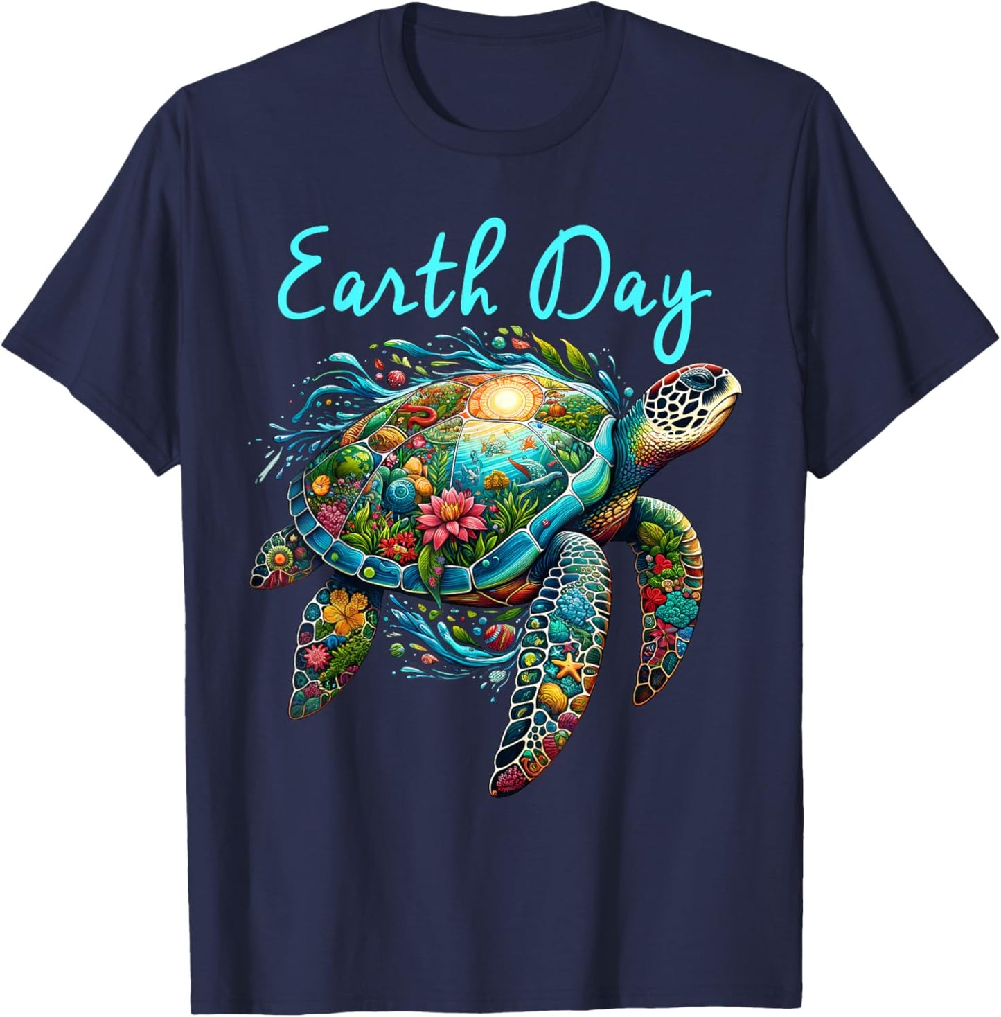 Sea Turtle Earth Day Save The Earth T-Shirt - T-Shirt | Navy