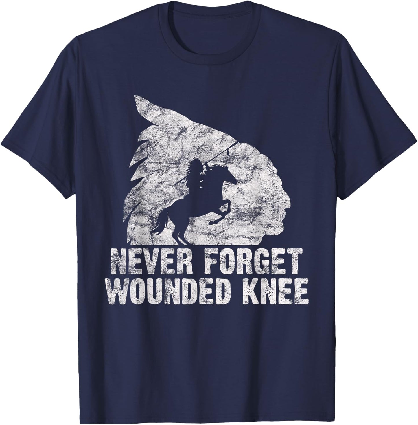 Wounded Knee Native American Lakota Tribe Chief vintage T-Shirt - T-Shirt | Navy