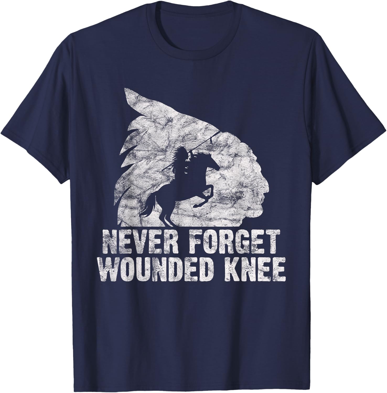 Wounded Knee Native American Lakota Tribe Chief vintage T-Shirt - T-Shirt | Navy