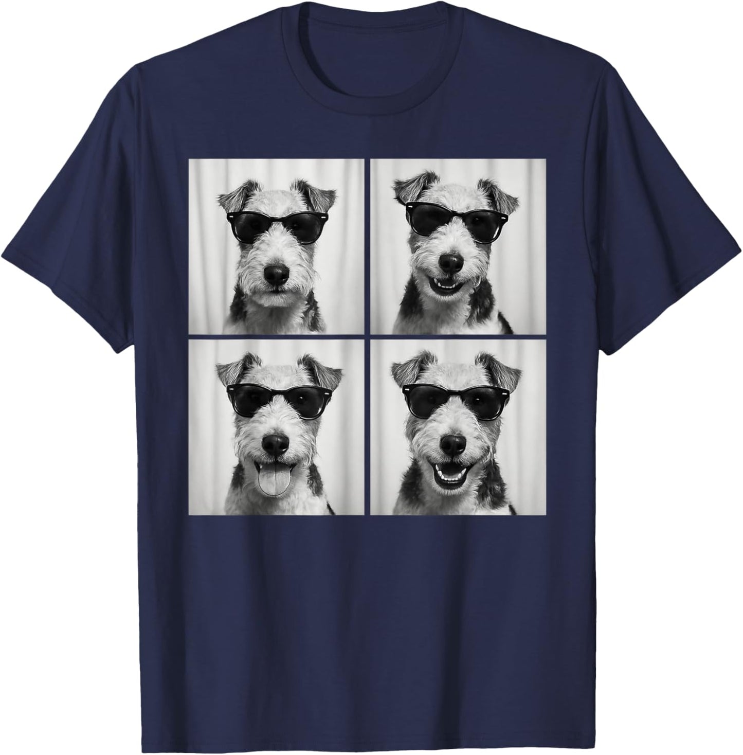 Funny Wire Hair Fox Terrier Lover Cute Dog Photo Booth T-Shirt - T-Shirt | Navy