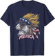Rabbit Bunny -Patriotic USA 4th of July American Flag Mullet T-Shirt - T-Shirt | Navy