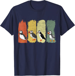 Retro Puffin Bird T-Shirt - T-Shirt | Navy