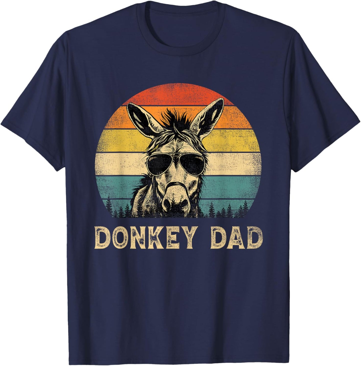 Vintage Donkey Dad Donkey Lovers Daddy Father's Day T-Shirt - T-Shirt | Navy