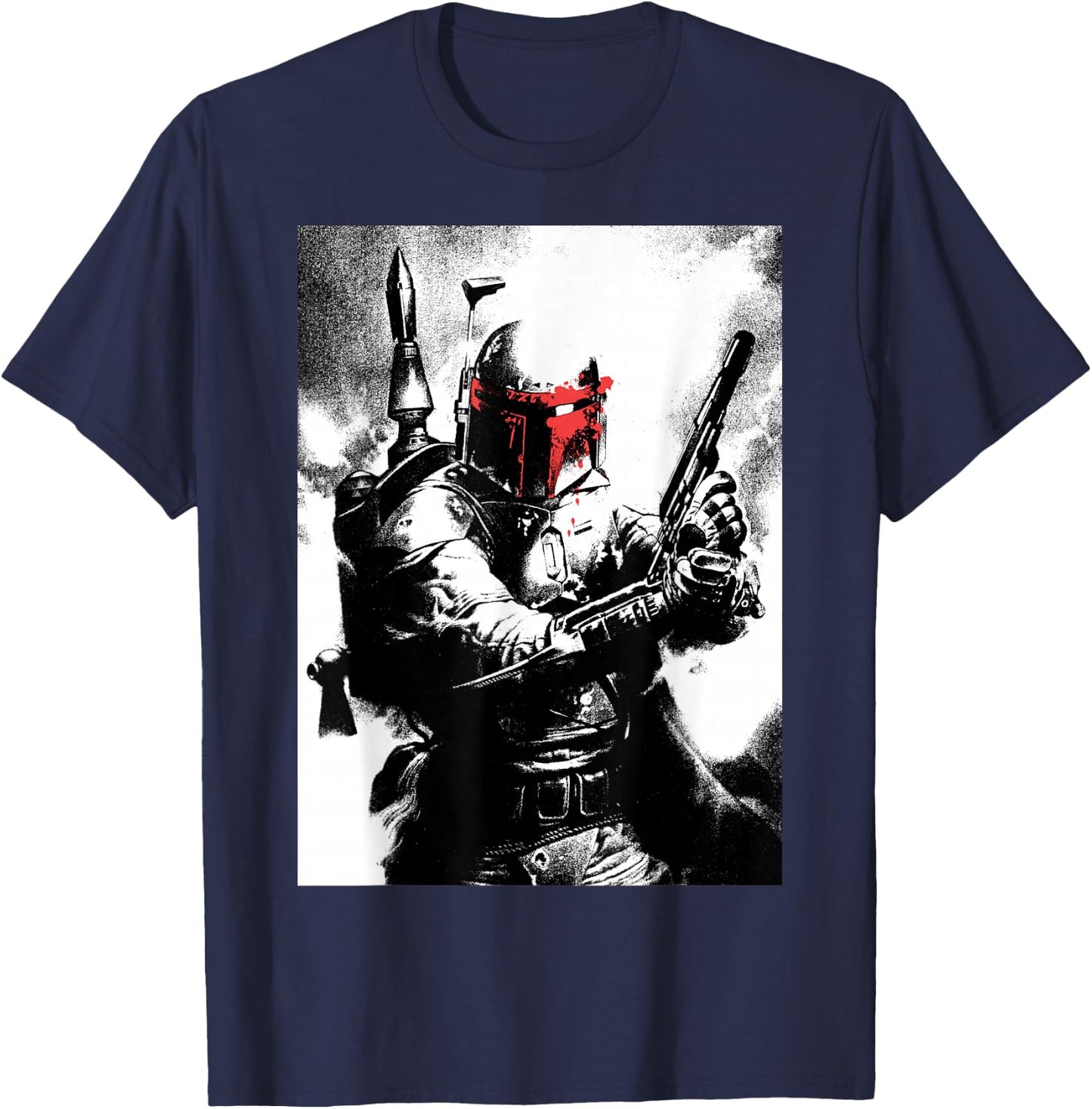 Star Wars Boba Fett Red Mask Portrait T-Shirt - T-Shirt | Navy