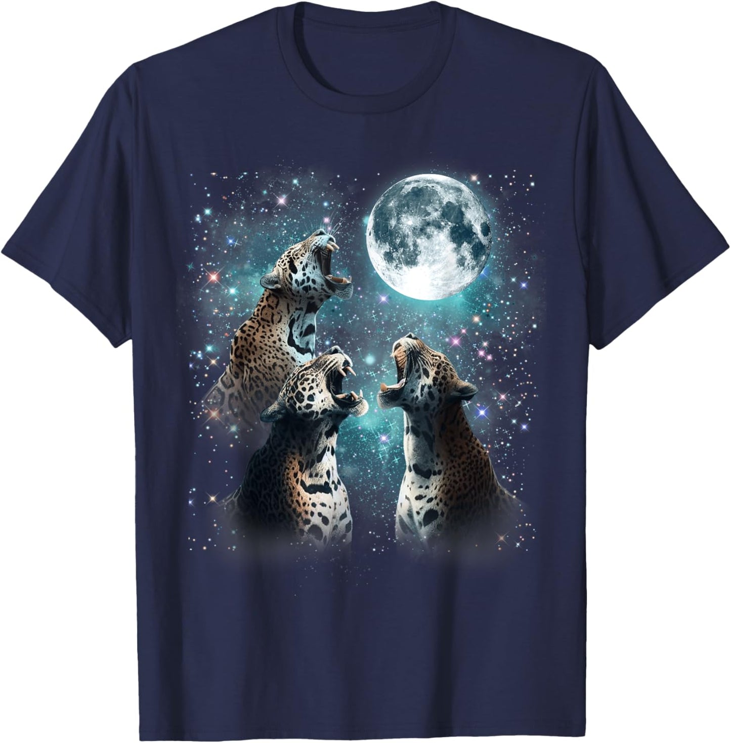 3 Jaguar Moon Howling Jaguar Head Funny , Women, Kid T-Shirt - T-Shirt | Navy