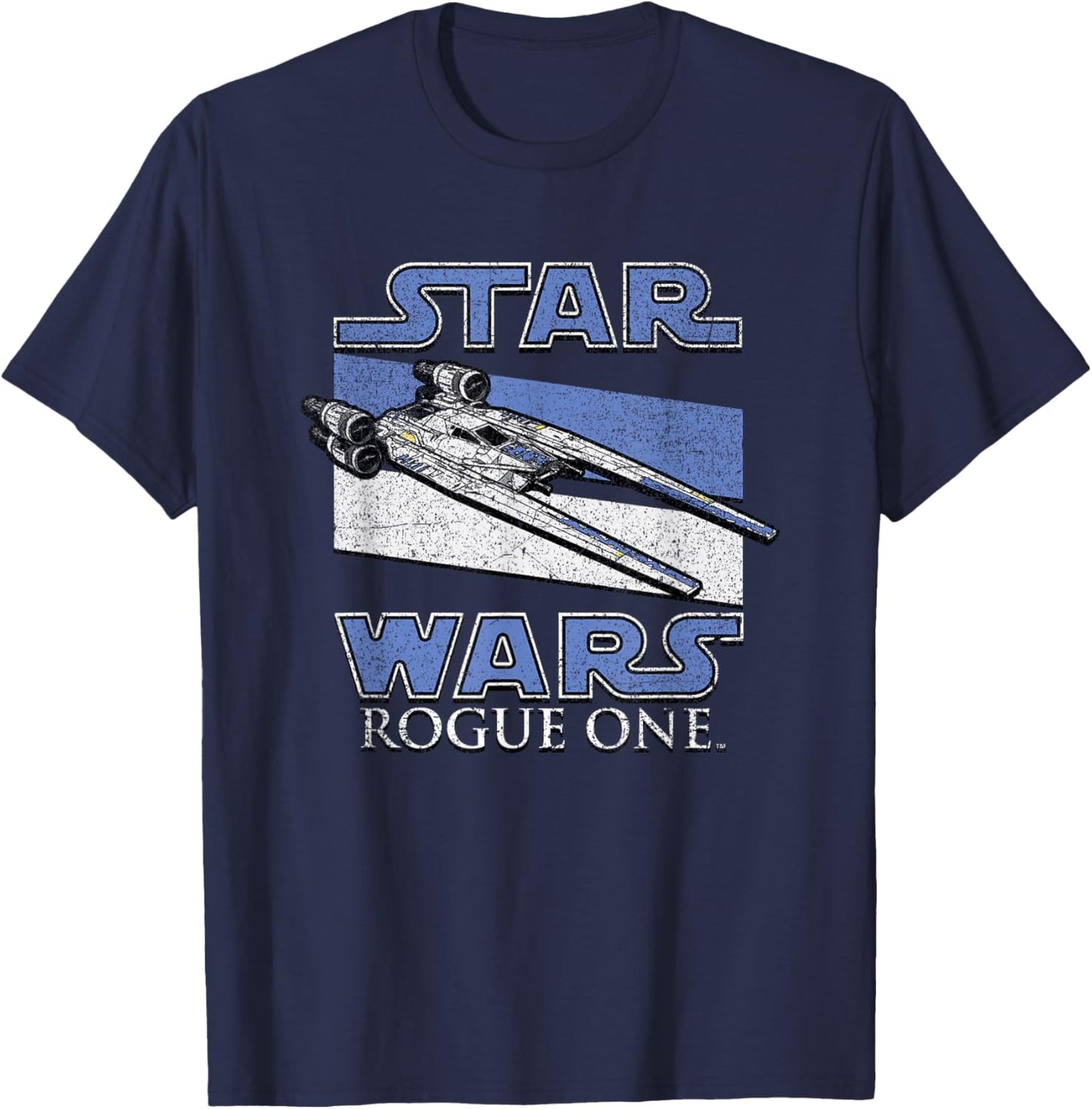 Star Wars Rogue One Iconic U-wing Fighter Distressed Poster T-Shirt - T-Shirt | Navy