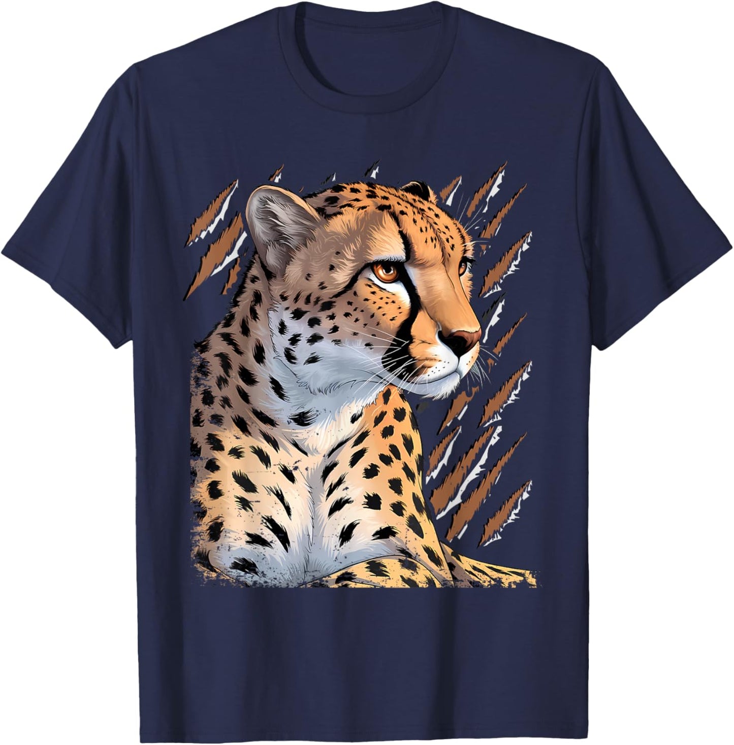 Leopard Cheetah Tiger Leopard Face Lion Cat T-Shirt - T-Shirt | Navy