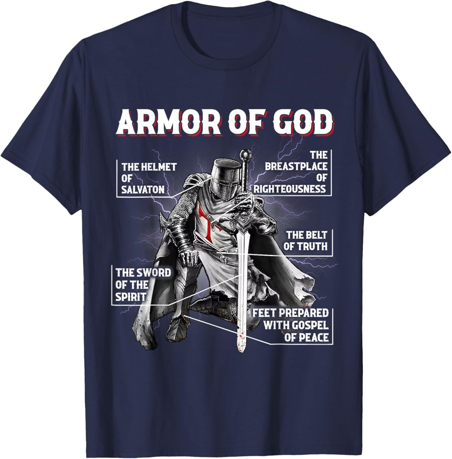 Armor Of God Bible Verse Cool,Ephesians 6:11 Christian Bible T-Shirt - T-Shirt | Navy