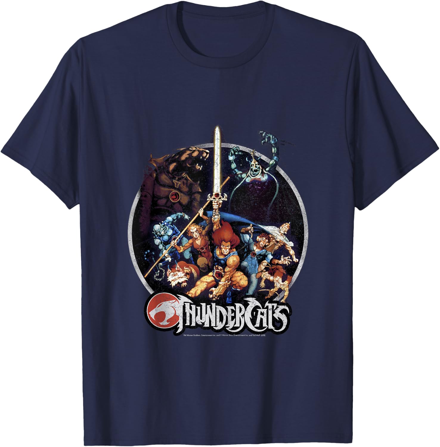 Thundercats Group Shot Vintage Circle Small T-Shirt - T-Shirt | Navy
