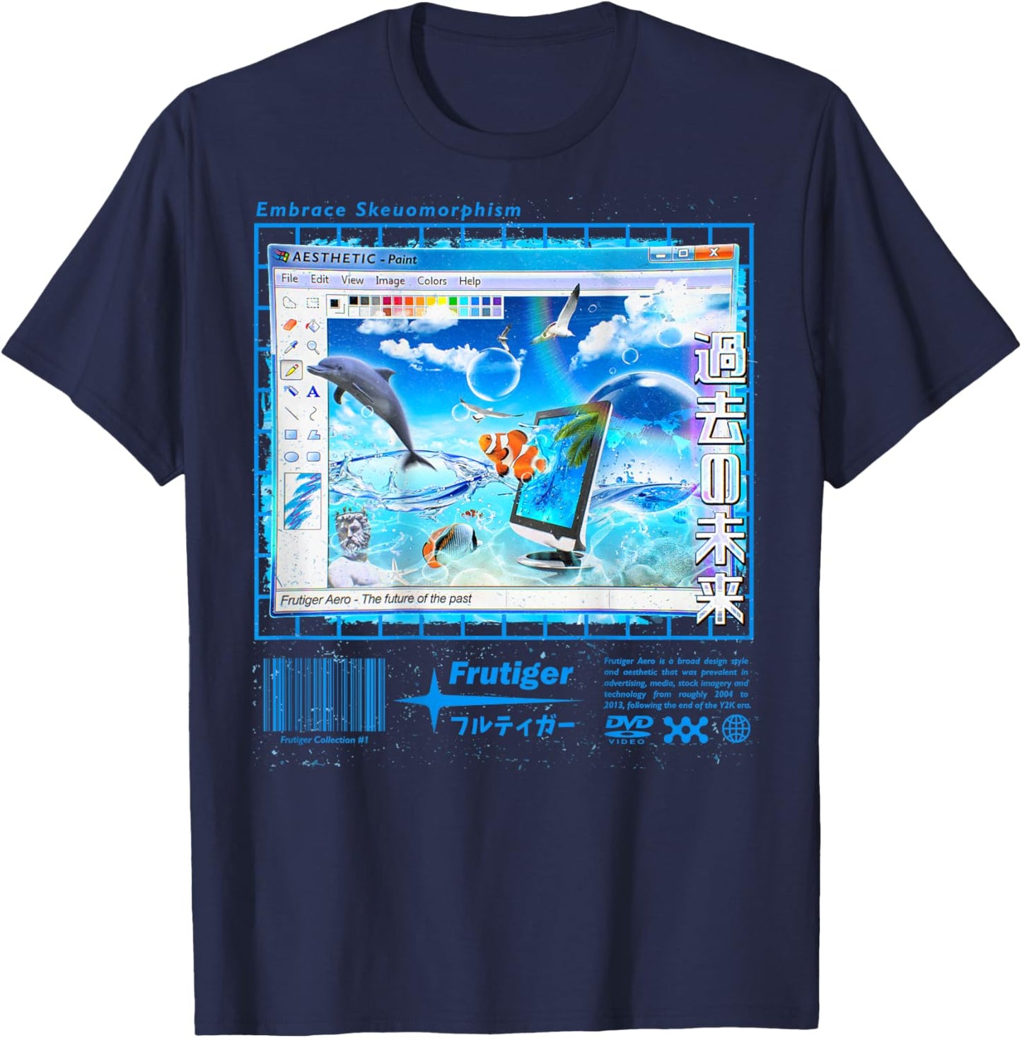 (BackPrint) Frutiger Aero Fashion Collection T-Shirt - T-Shirt | Navy