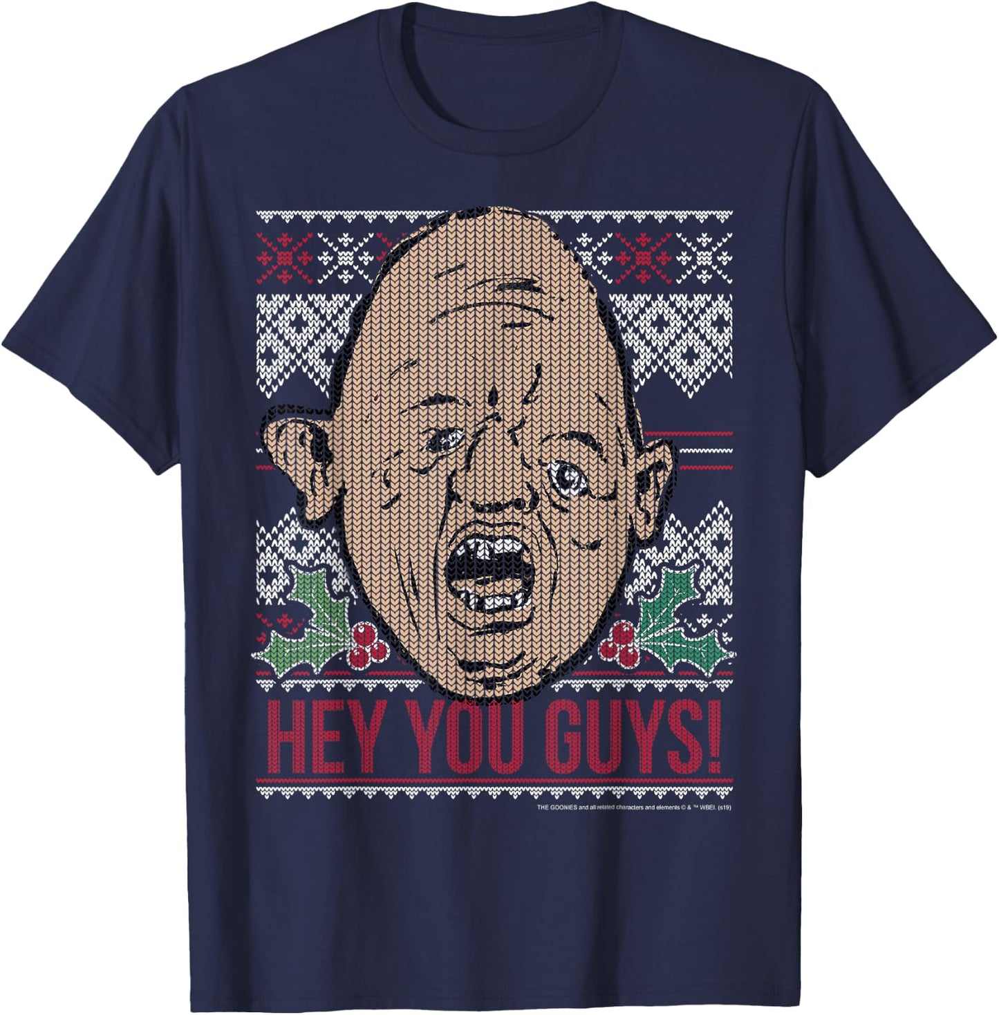 The Goonies Sloth Hey You Guys Ugly Christmas Style T-Shirt - T-Shirt | Navy