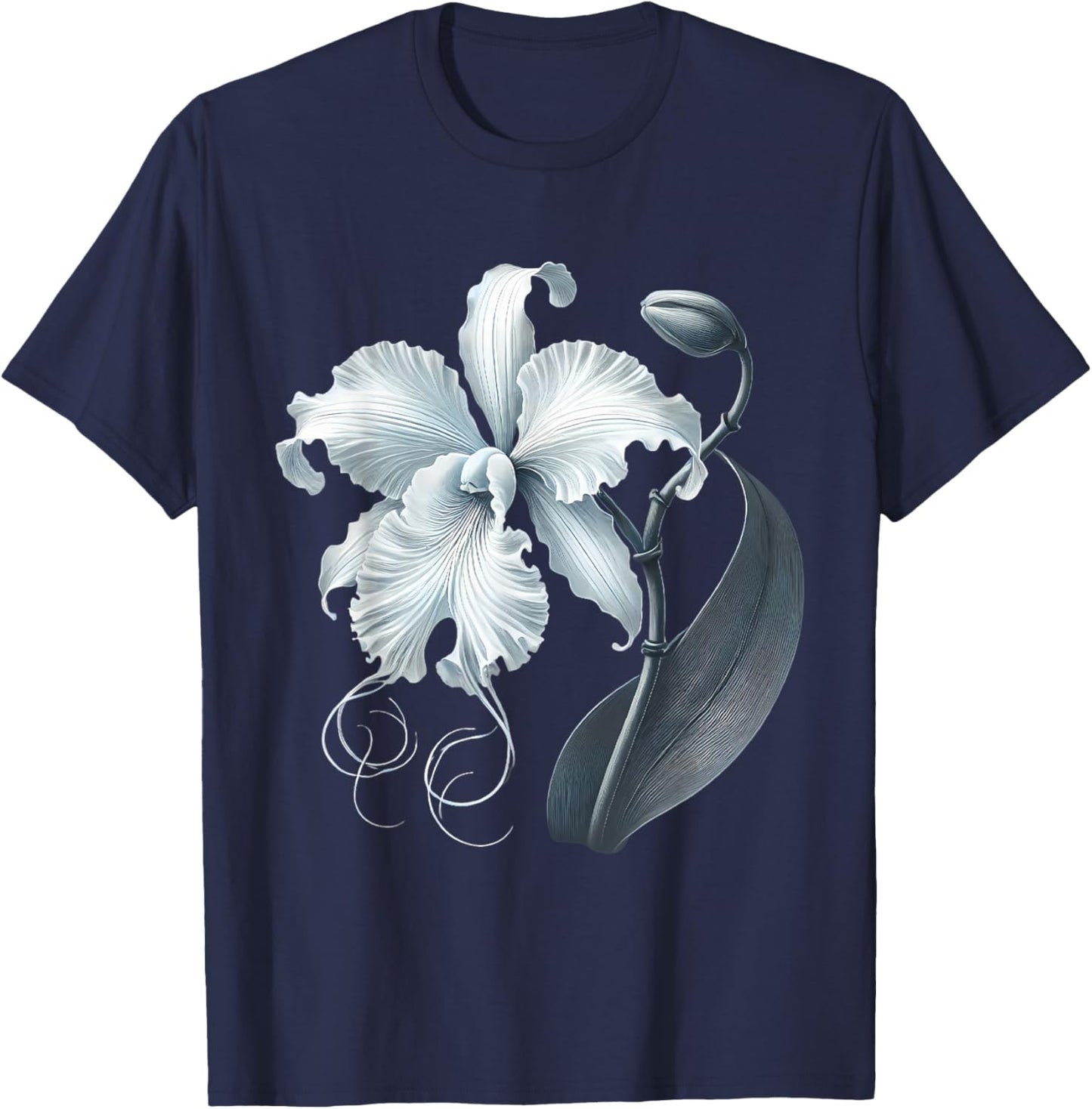 Ghost Orchid Flower Plant T-Shirt - T-Shirt | Navy
