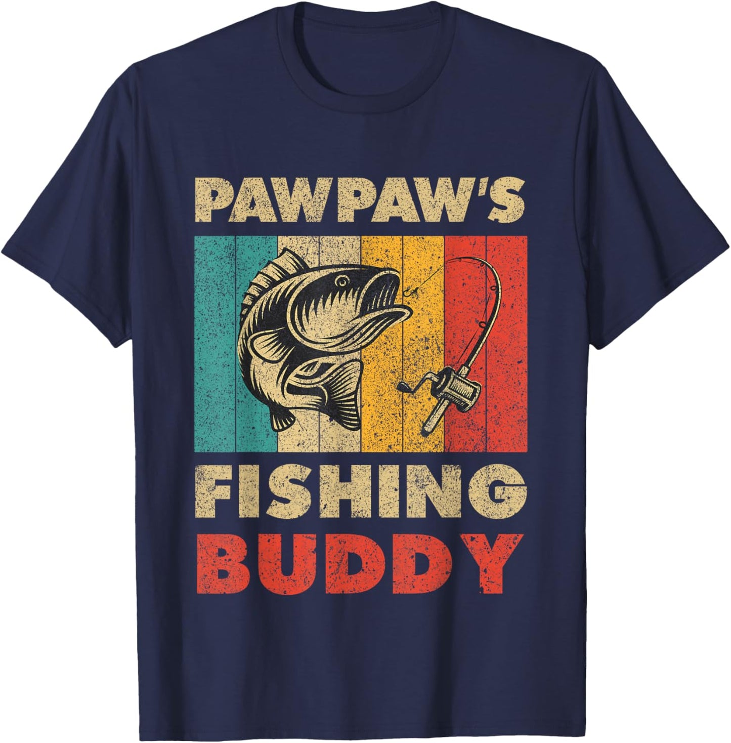 Funny Fishing Pawpaw's Fishing Buddy Vintage Fishing T-Shirt - T-Shirt | Navy