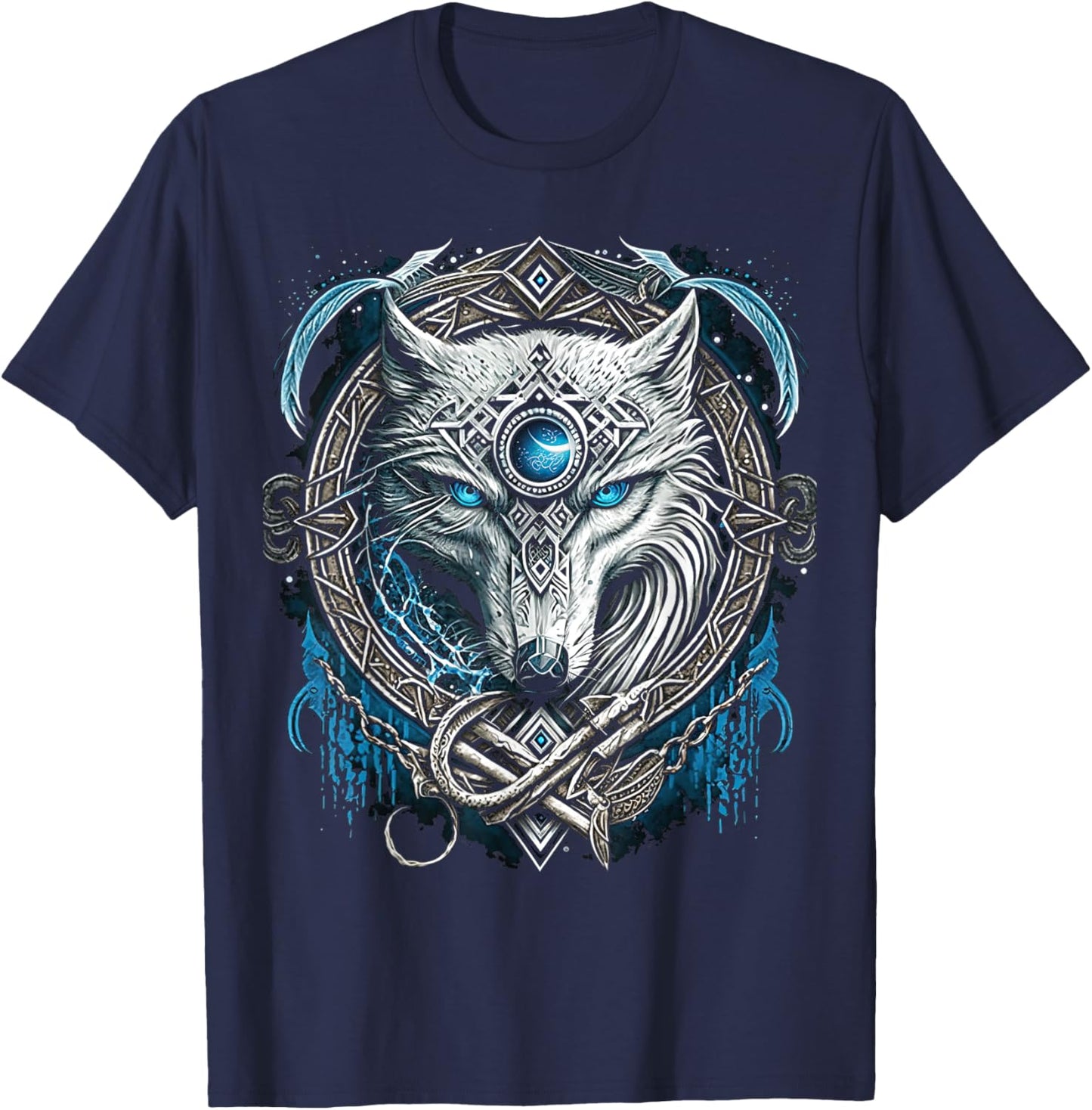 Odin's Wolf Northman Valhalla Norse Mythology T-Shirt - T-Shirt | Navy