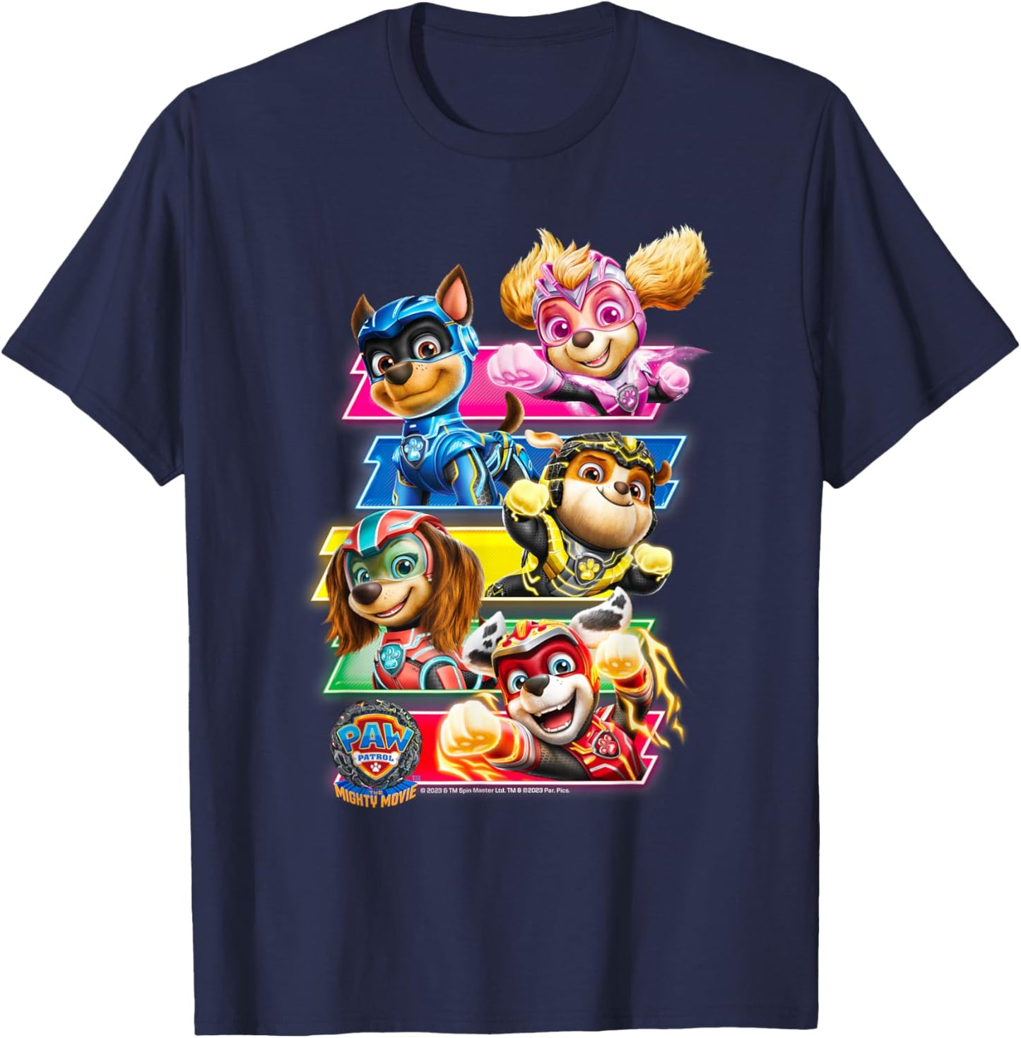 PAW Patrol: The Mighty Movie Comic Strip Group T-Shirt - T-Shirt | Navy