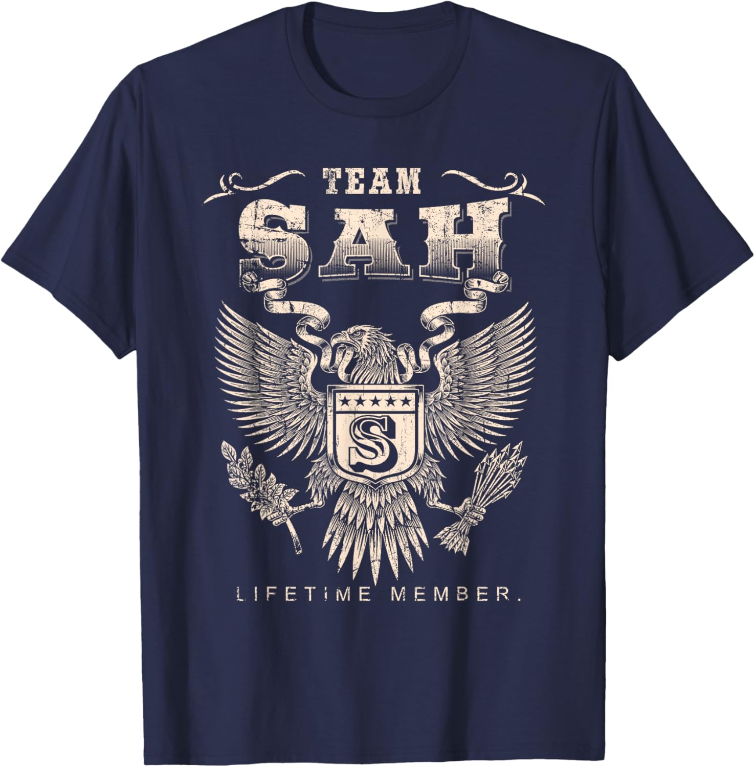 Team Sah Lifetime Member - Sah Name T-Shirt - T-Shirt | Navy