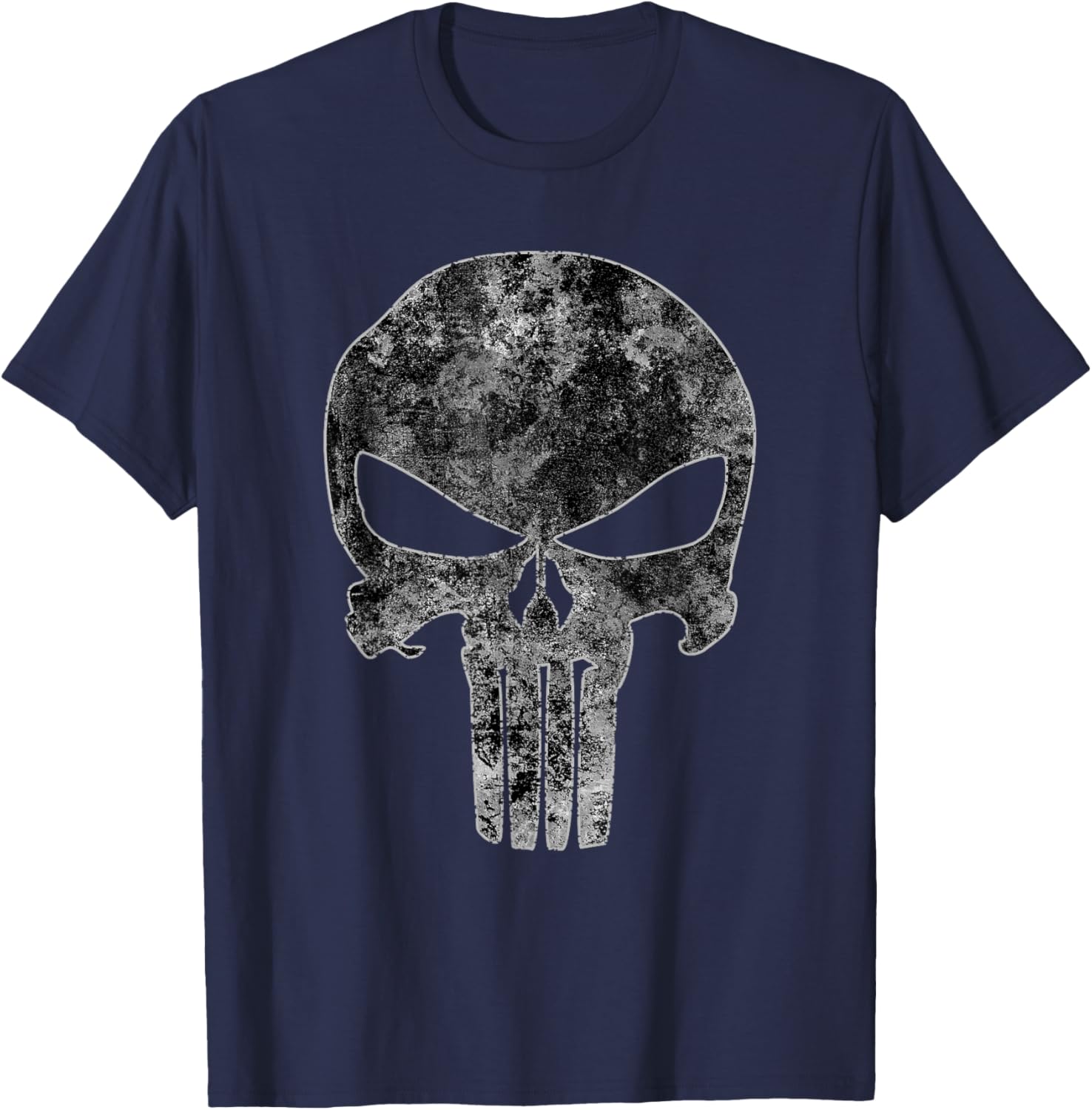 Marvel Punisher Monochrome Skull Vintage Chest Logo T-Shirt - T-Shirt | Navy