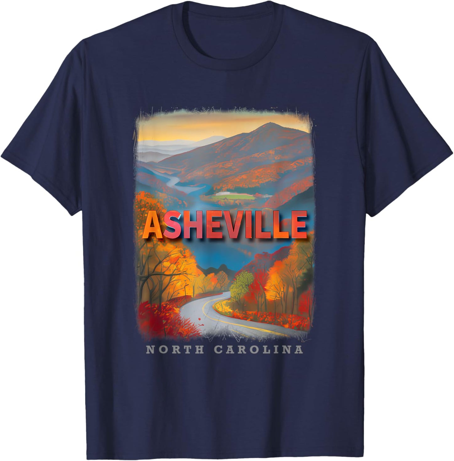 Asheville North Carolina NC Blue Ridge Beauty SD516 T-Shirt - T-Shirt | Navy