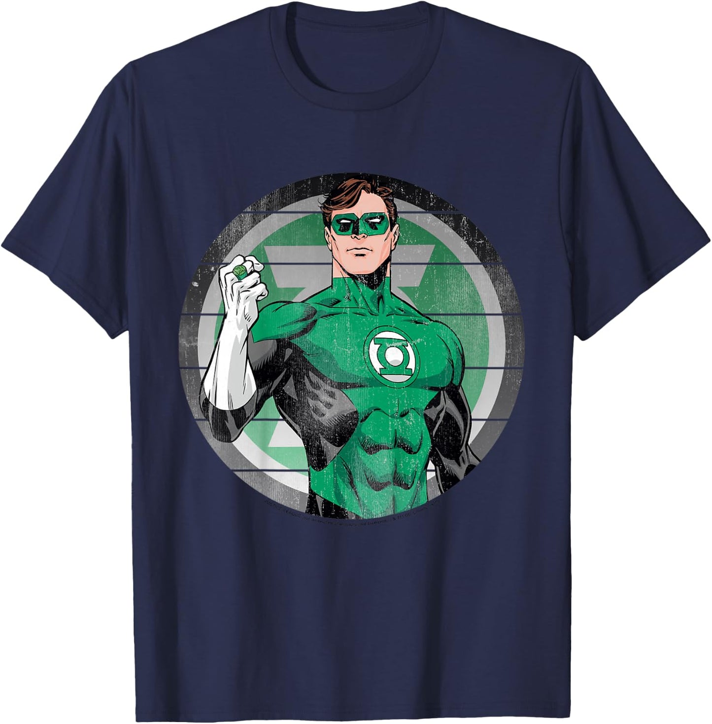 Kids DC Comics The Green Lantern Circle Striped Portrait T-Shirt - T-Shirt | Navy