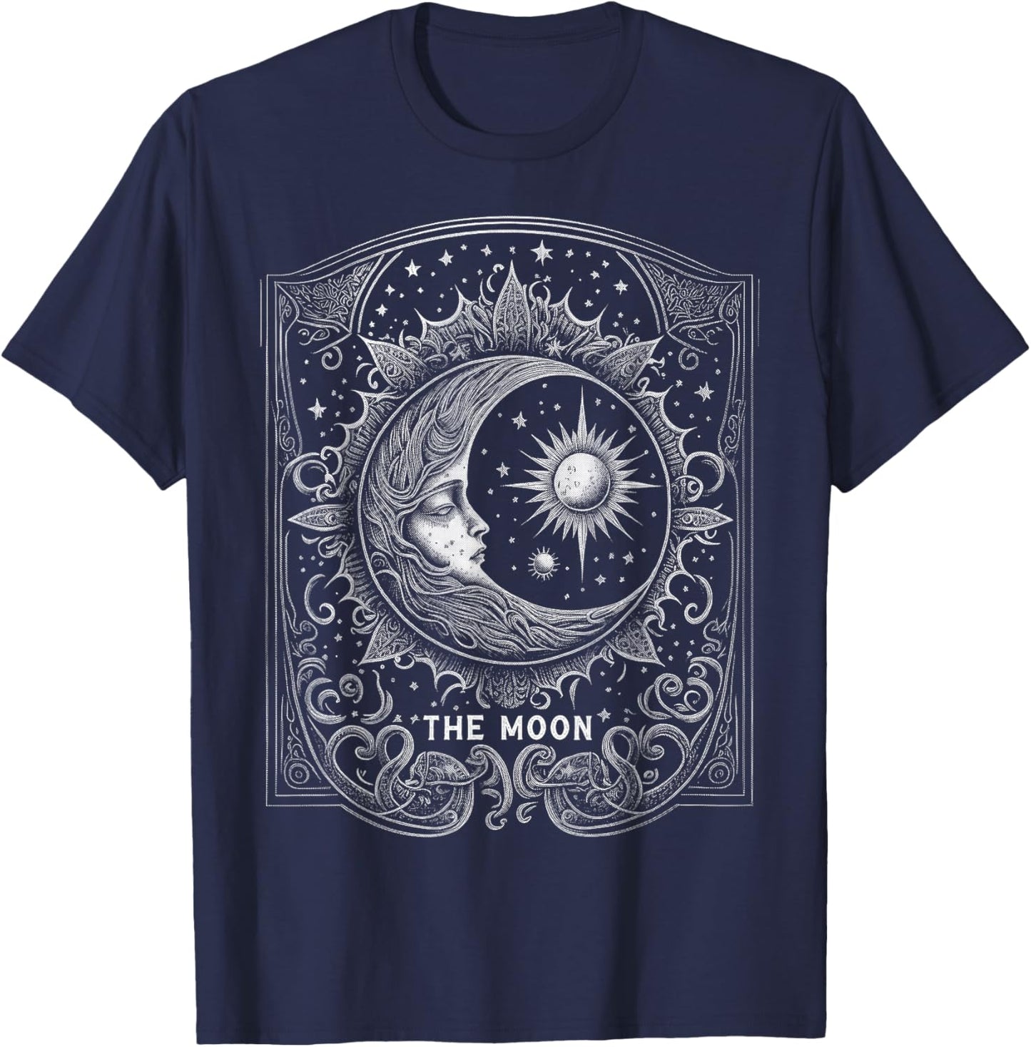 The Moon Tarot Card Goth Emo Occult Graphic Women Girls T-Shirt - T-Shirt | Navy