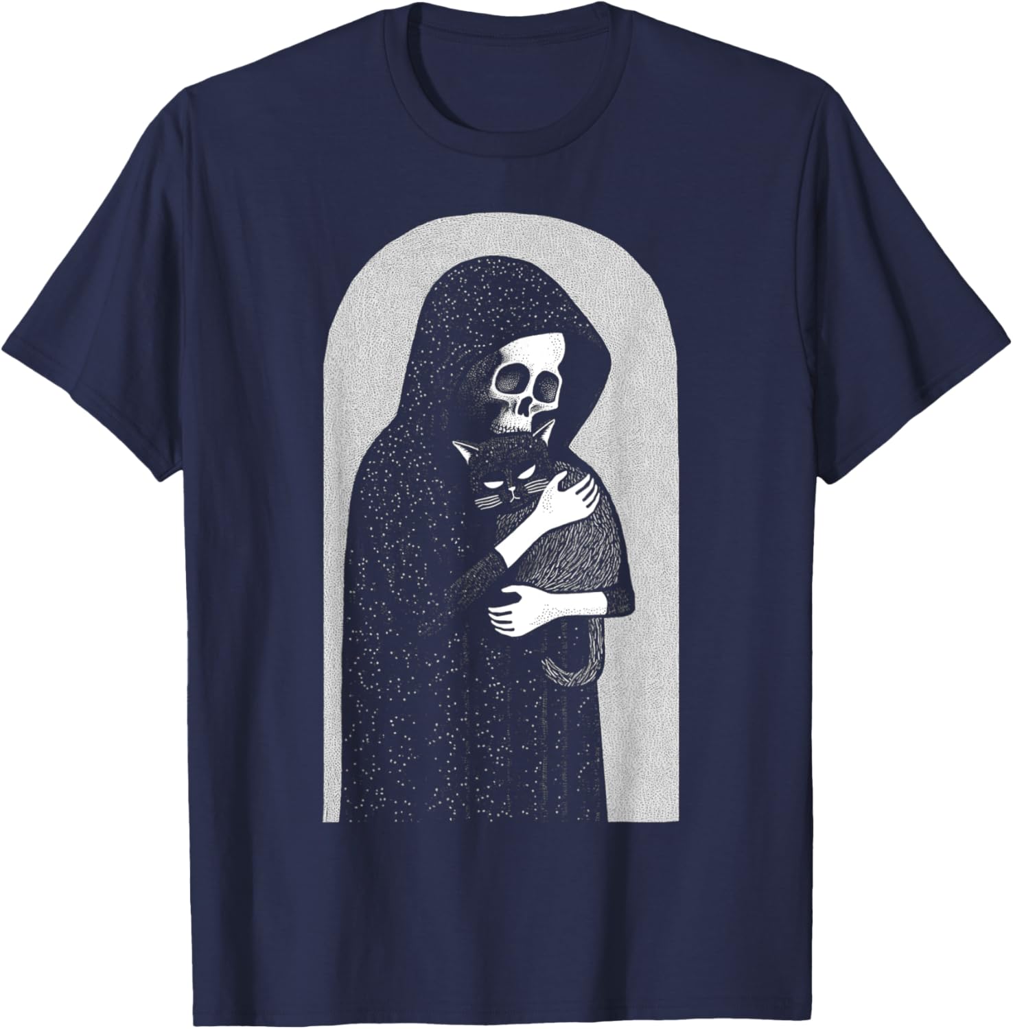 Reaper Of Death And His Black Cat Cuddle Punk Goth Grunge Men Women Girls Kids T-Shirt - T-Shirt | Navy