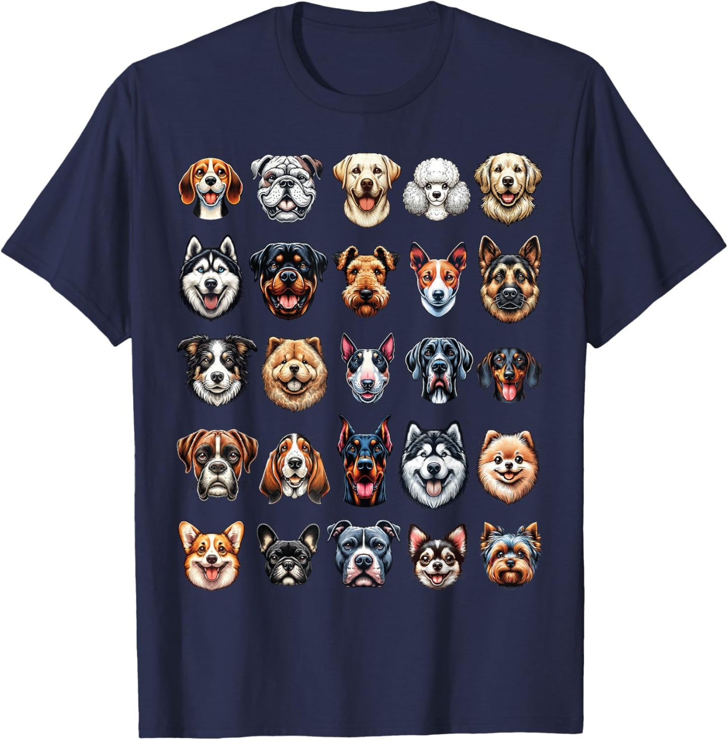 Types of Dogs Breeds Chart Educational Canine Enthusiast T-Shirt - T-Shirt | Navy