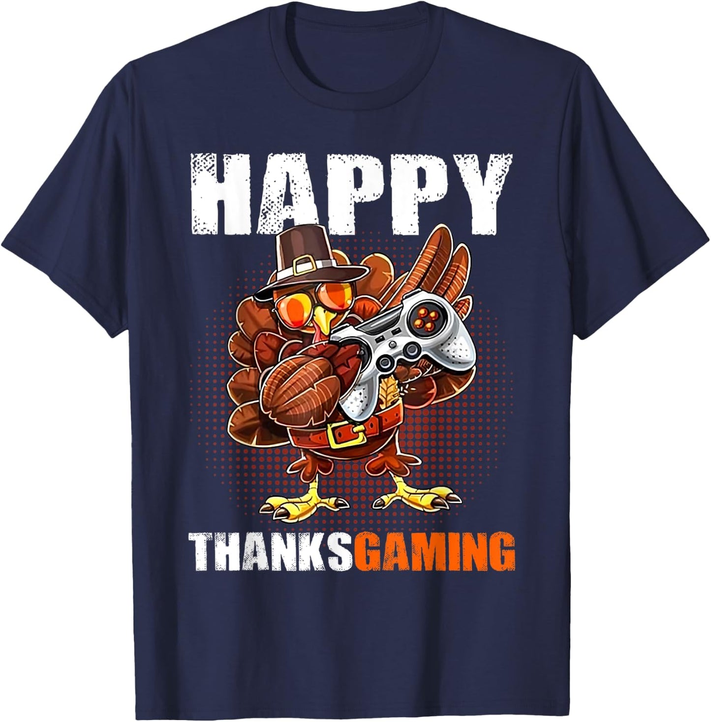 Happy Thanksgaming Gamer Turkey Dabbing Video Game Lover T-Shirt - T-Shirt | Navy