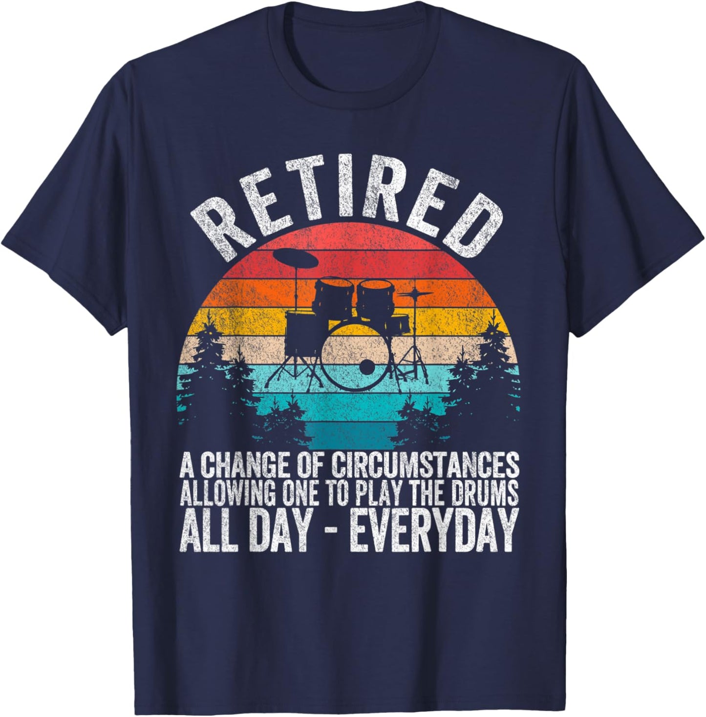 Funny Retired Definition Drums Retirement Plan Drummer Retro T-Shirt - T-Shirt | Navy