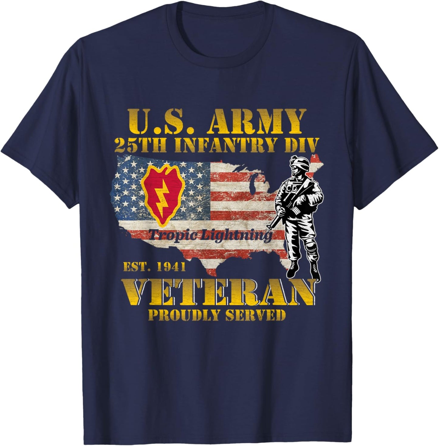 Tropic Lightning 25th Infantry Division Hawaii Veteran Gifts T-Shirt - T-Shirt | Navy