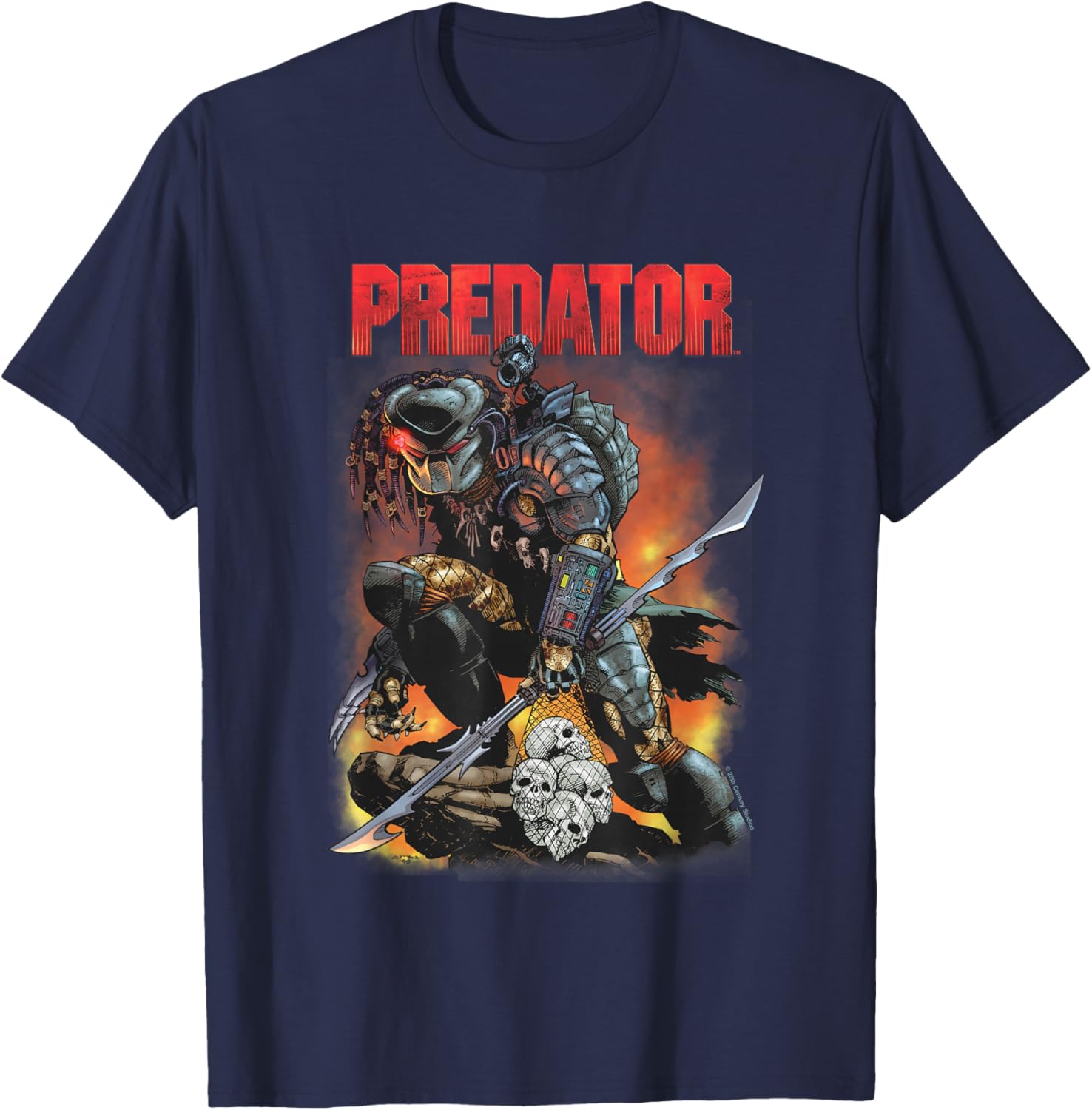 Predator Ready To Hunt Big Chest Iconic Retro Poster V2 T-Shirt - T-Shirt | Navy