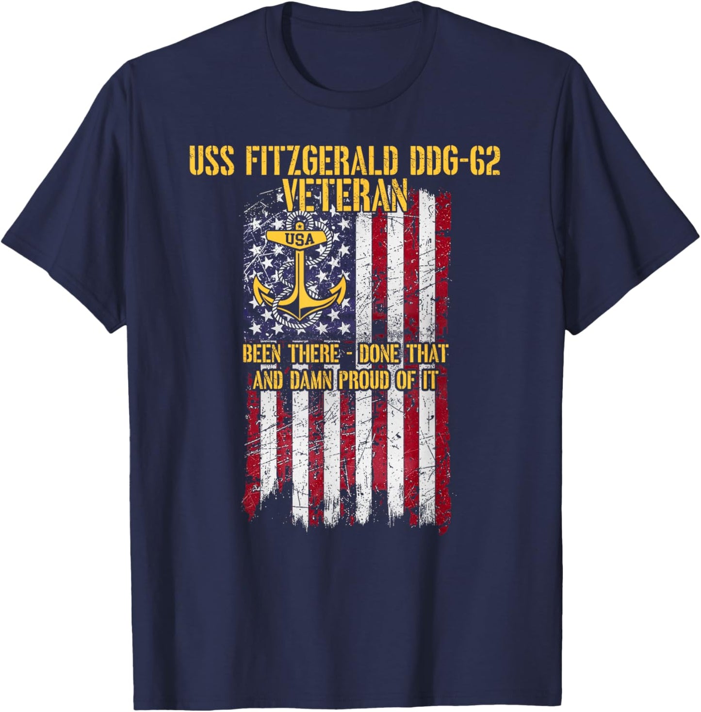 USS Fitzgerald DDG-62 Destroyer Proud Veteran T-Shirt - T-Shirt | Navy