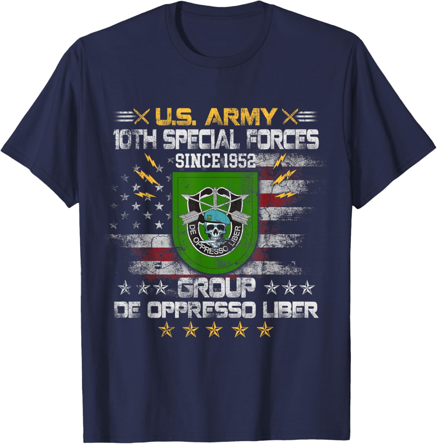 10th Special Forces Group Veteran 10th SFG 4th of July T-Shirt - T-Shirt | Navy
