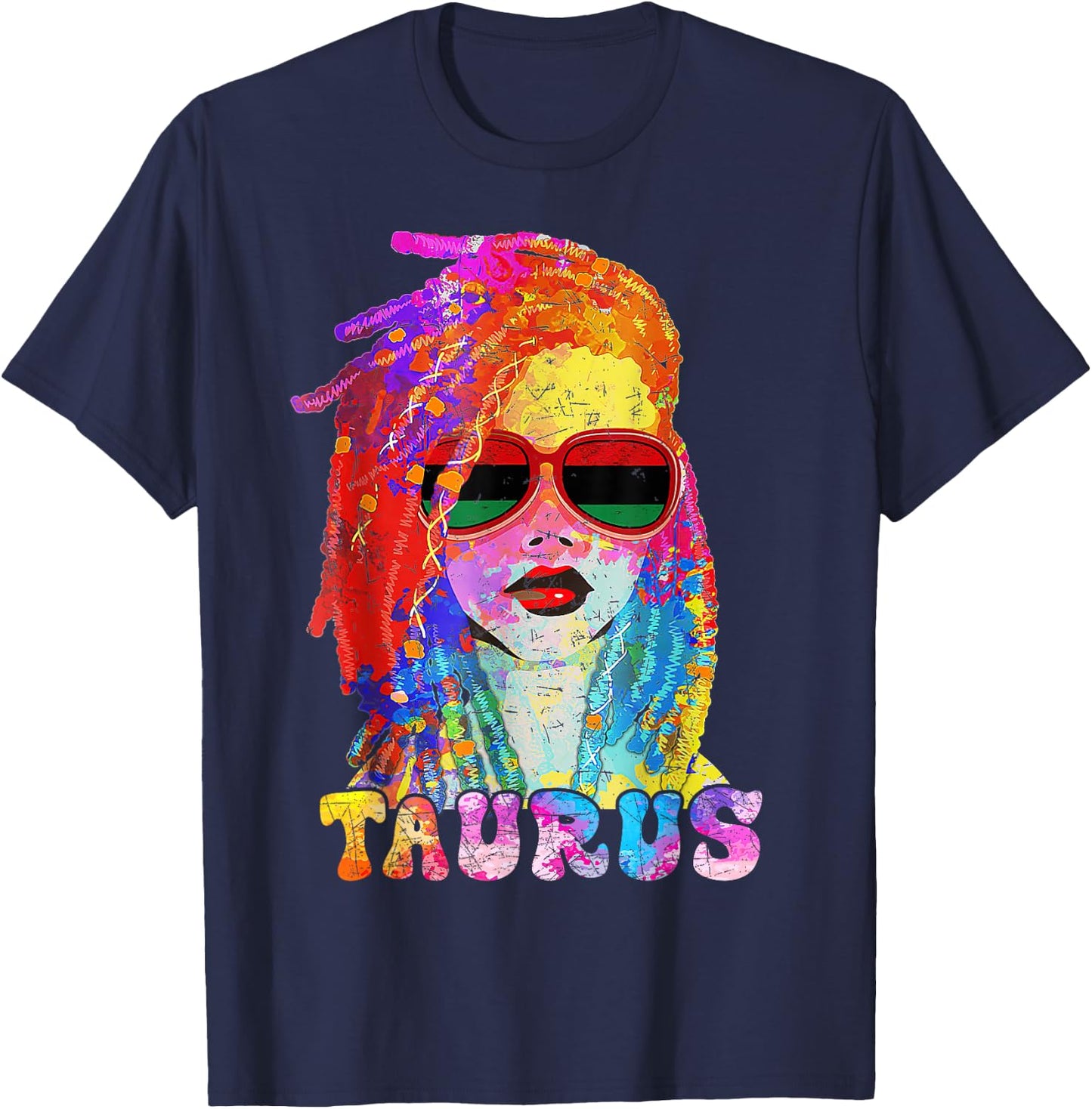 Taurus Girl Loc'd Hair Art Zodiac Birthday Black Woman T-Shirt - T-Shirt | Navy