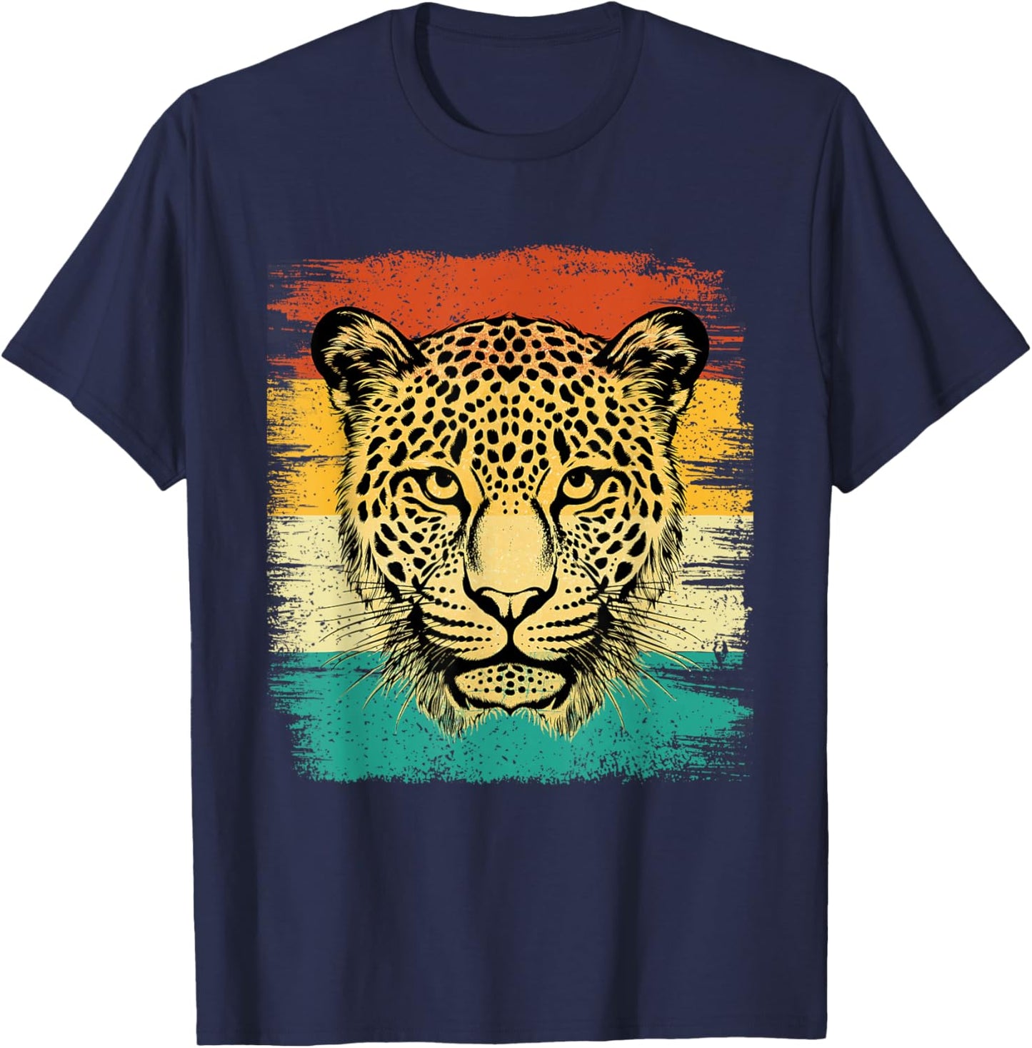 Retro Vintage Cheetah Face - Zookeeper Wildlife Zoologist T-Shirt - T-Shirt | Navy